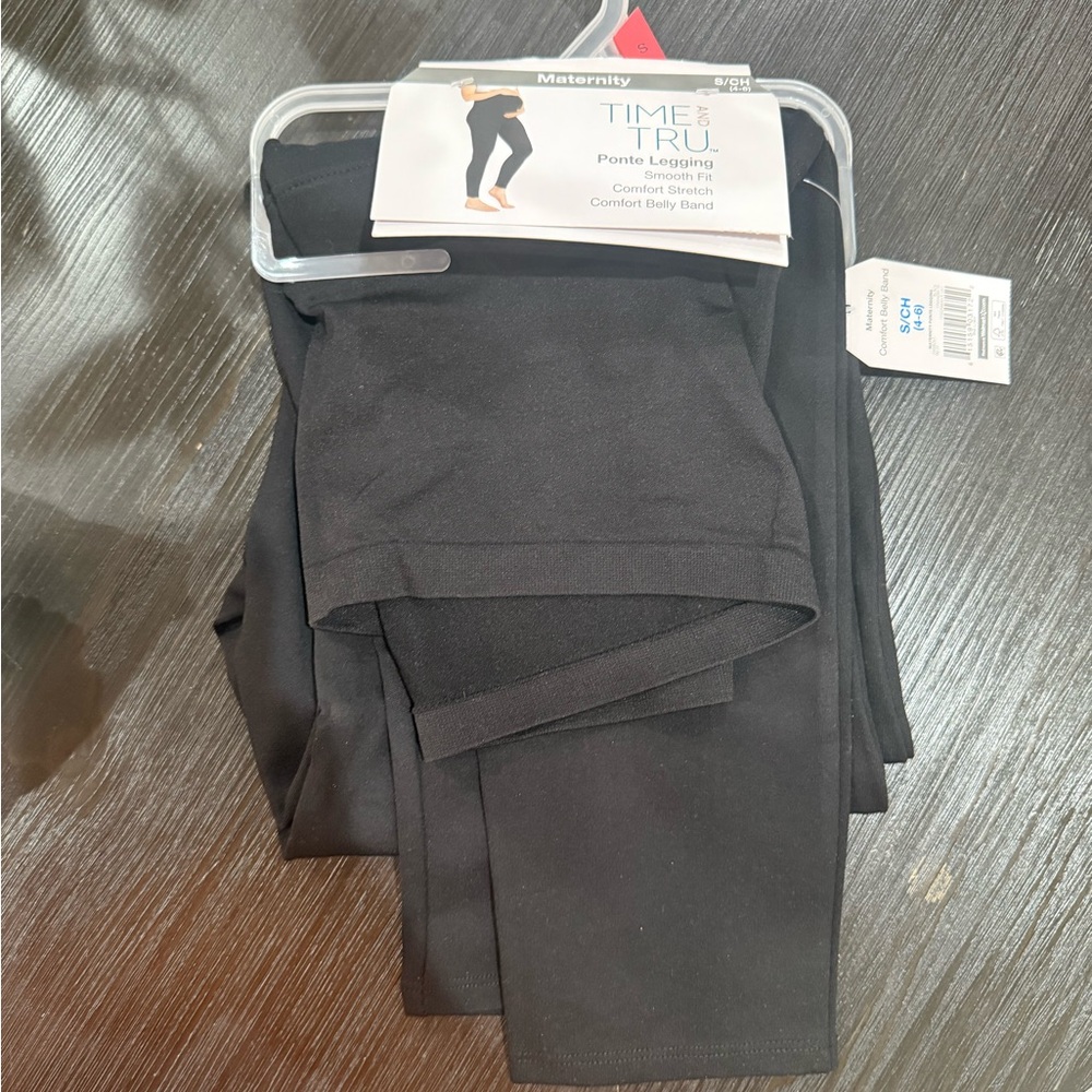 NWT Size Maternity Small Time and Tru Black Ponte Leggings